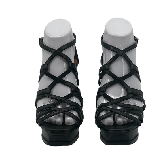 Aldo Black Strappy Platform Stiletto Heels Size 37 Women’s - Picture 3 of 8